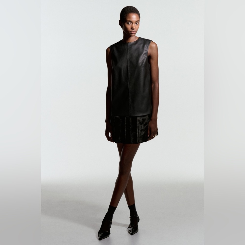 H&M Black Faux Leather Mini Dress
